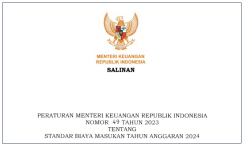 PMK Nomor 49 Tahun 2023 tentang Standar Biaya Masukan (SBM) Tahun Anggaran 2024