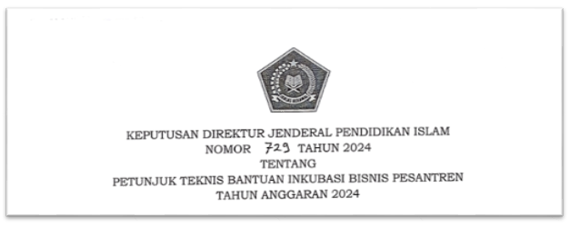 Juknis Bantuan Inkubasi Bisnis Pesantren Tahun 2024